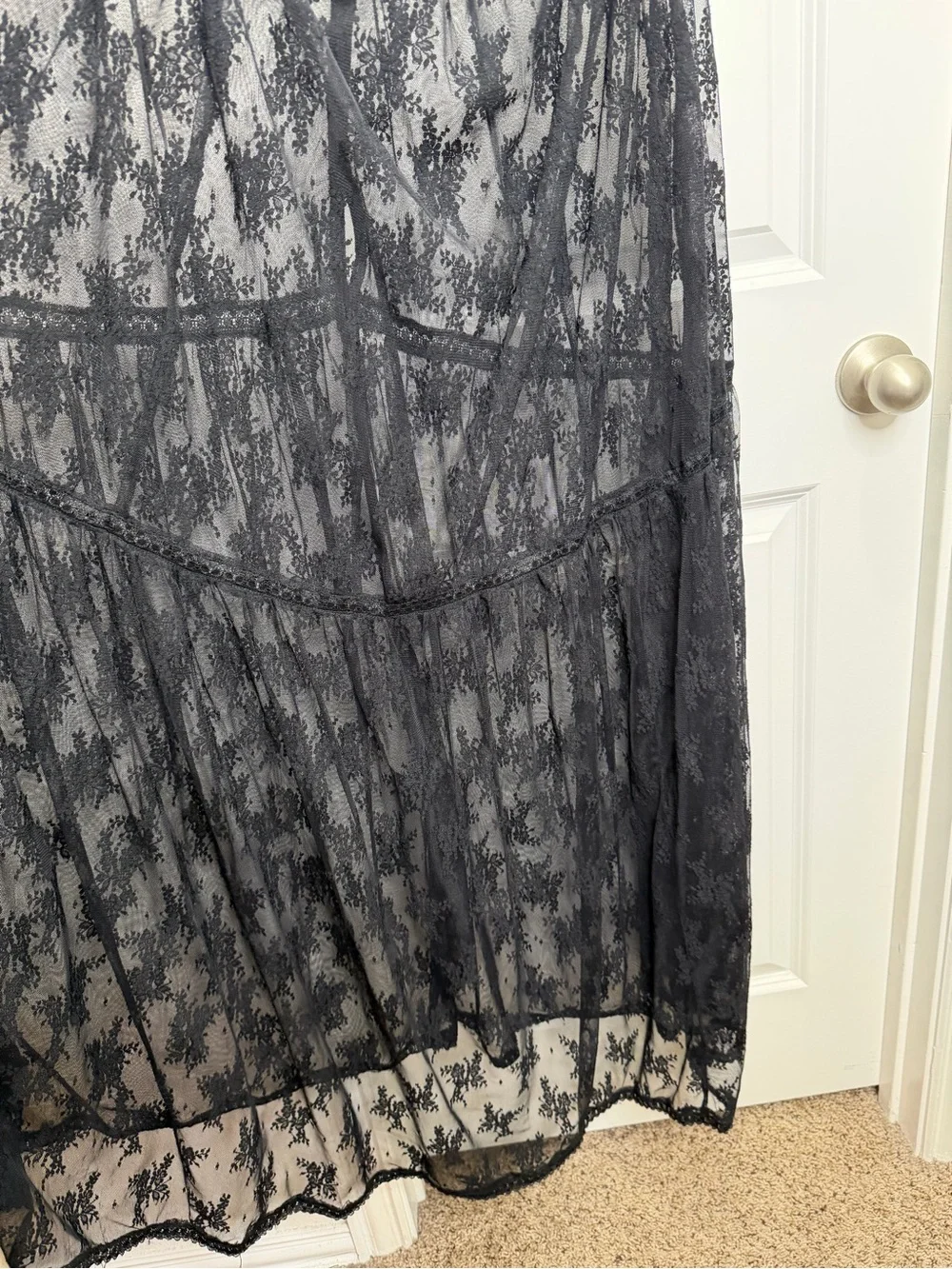 Free People In The Breeze Maxi Slip in Black Combo Sz Medium - Picture 10 of 11